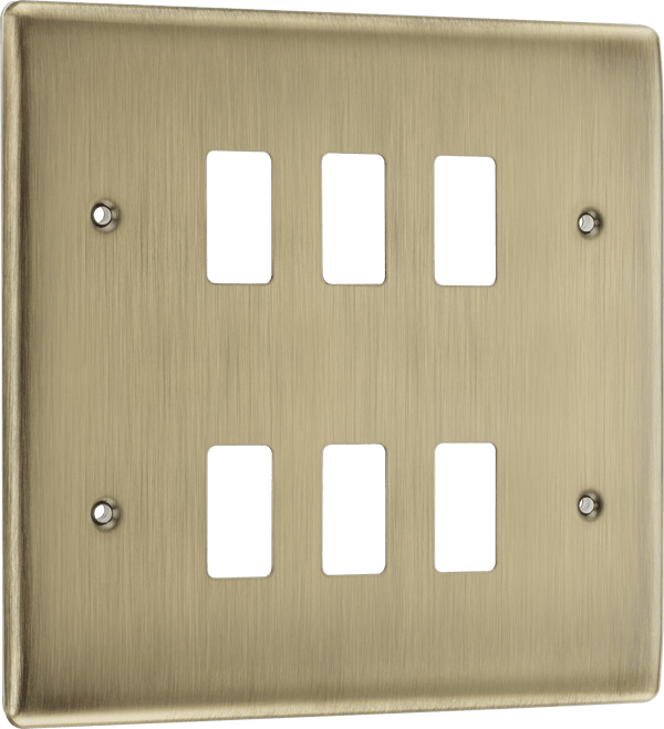 BG RNAB6 Nexus Metal Antique Brass 6 Module Grid Front Plate