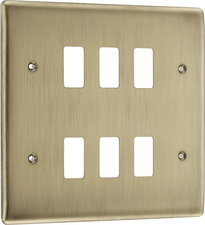 BG RNAB6 Nexus Metal Antique Brass 6 Module Grid Front Plate