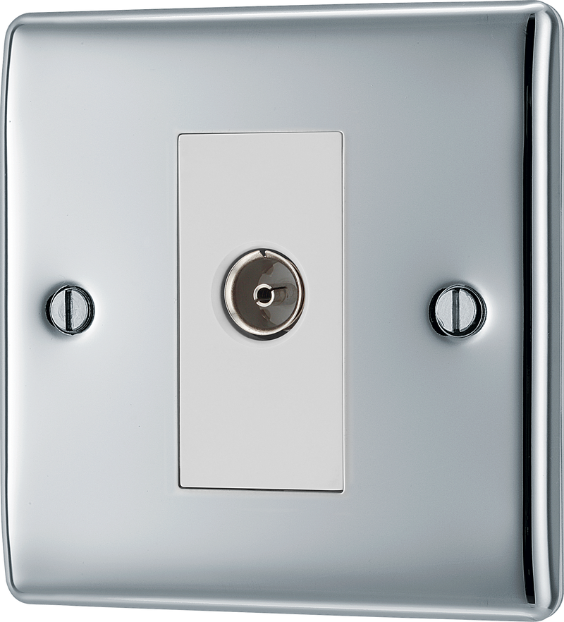 BG NPC62 Nexus Metal Polished Chrome 1 Gang Isolated Co-Axial Socket