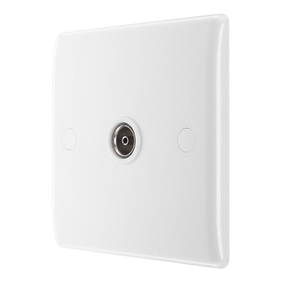 BG Electrical Single Isolated Co-Axial TV Socket Outlet & 32mm Pattress Back Box