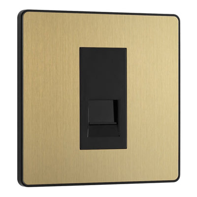 BG Evolve Satin Brass 1 Gang Secondary Telephone Outlet PCDSBBTS1B with 35mm Steel Back Box