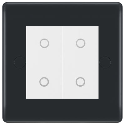 BG Part M 2 Gang Switch Double Secondary Touch Dimmer Graphite - White