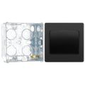 BG Evolve Black Chrome 1G Wide Rocker Light Switch PCDBC12WB with 35mm Steel Back Box