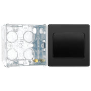 BG Evolve Black Chrome 1G Wide Rocker Light Switch PCDBC12WB with 35mm Steel Back Box