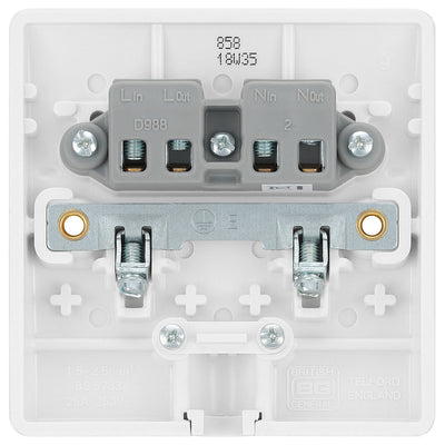 BG 858 Moulded Round Edge | White | 20A Bottom Entry Flex Outlet by British General (BG-858)
