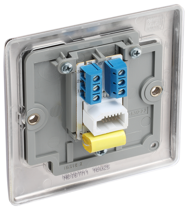 NBIBTM1 Back - This master telephone socket from British General uses a screw terminal connection and should be used where your telephone line enters your property.