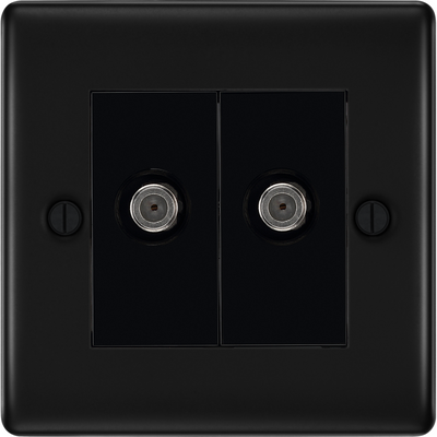BG Nexus Metal Matt Black Double Satellite Socket NFB642B by British General (BG-NFB642B)