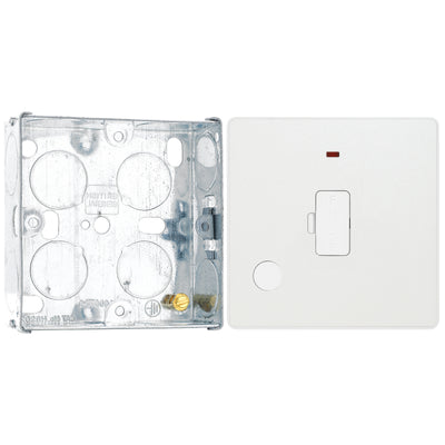 BG Evolve Pearlescent White 13A Unswitched Fused Connection Unit PCDCL54W with 25mm Steel Back Box