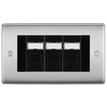 BG Nexus Brushed Steel 3 Gang RJ45 Cat6 Data Socket Outlet Black Inserts