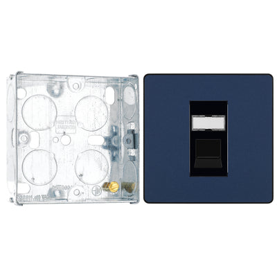 BG Evolve Matt Blue RJ45 Cat6 Single Data Outlet PCDDBRJ451B with 25mm Steel Back Box
