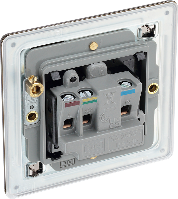 FBN29B Back - This 5A round pin socket from British General can be used to connect low power appliances and can be used to connect lamps to a lighting circuit.