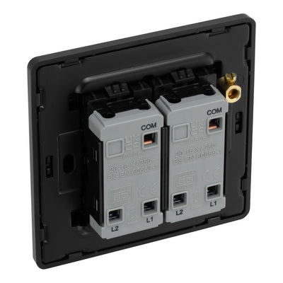 BG Evolve Black Chrome 2 Way Double Edge to Edge Rocker Switch PCDBC42EB with 35mm Steel Back Box