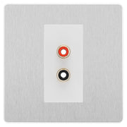 BG Evolve Brushed Steel Euro Module RCA X 2 Outlet PCDBSRCA2W by British General (BG-PCDBSRCA2W)