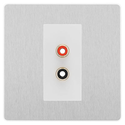 BG Evolve Brushed Steel Euro Module RCA X 2 Outlet PCDBSRCA2W by British General (BG-PCDBSRCA2W)