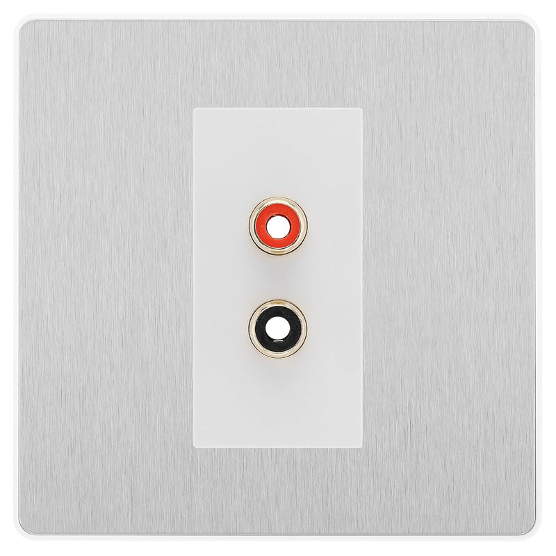 BG Evolve Brushed Steel Euro Module RCA X 2 Outlet PCDBSRCA2W