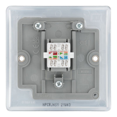 BG Nexus Polished Chrome 1 Gang RJ45 Single Data Outlet NPCRJ451 with 35mm Steel Back Box