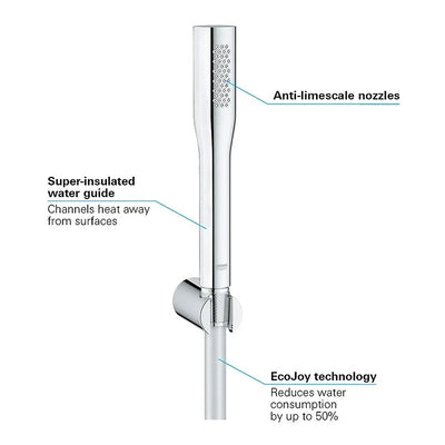 Grohe EUPHORIA COSMOPOLITAN Stick Wall Holder Set; 1 Spray Handset; Chrome - 27369000 by Grohe (Grohe-27369000)