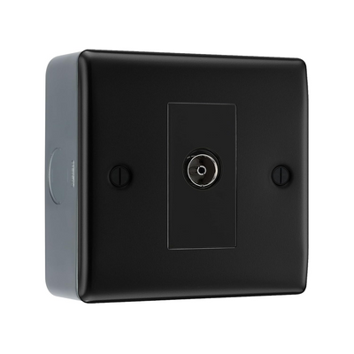 BG Nexus Metal Matt Black 1 Gang Single Isolated TV Aerial Socket NFB62