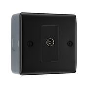 BG Nexus Metal Matt Black 1 Gang Single Isolated TV Aerial Socket NFB62 by British General (BG-NFB62+MC501-01)