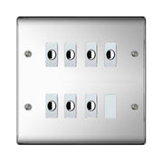 BG Nexus Metal Polished Chrome 7 Gang Flex Outlet Socket by British General (BG-NEXUS-PC-7G-FLEX-OUTLET-SOCKET)