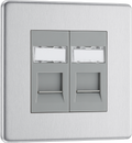 BG Electrical FBSRJ452 Nexus Screwless Flat-Plate Double RJ45 Data Outlet Brushed Steel