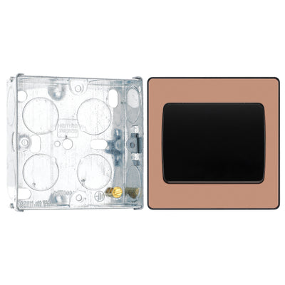 BG Evolve Polished Copper 1G Wide Rocker Light Switch PCDCP12WB with 25mm Steel Back Box