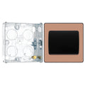 BG Evolve Polished Copper 1G Wide Rocker Light Switch PCDCP12WB with 25mm Steel Back Box