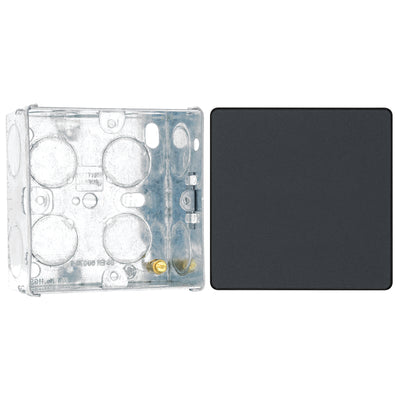 BG Evolve Matt Grey Single Blank Plate PCDMG94B with 35mm Steel Back Box