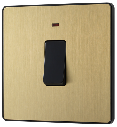 BG Evolve PCDSB31B Satin Brass 20A 2 Pole LED Switch-Black Insert