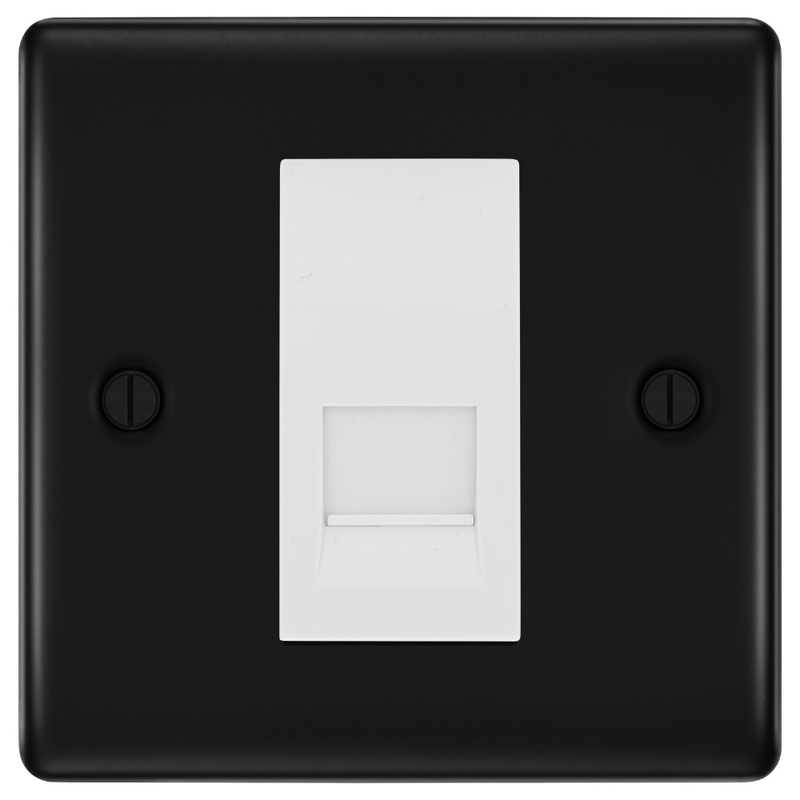 BG Nexus Matt Black Single Master Telephone Socket – White Insert