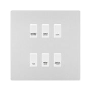 BG Evolve Brushed Steel Custom Appliance Grid Switch 6 Gang Screwless by British General (BG-EVOLVE-BS-6GANG-APPLIANCE)