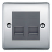 BG Nexus Polished Chrome Double IDC Secondary Telephone Socket - Grey Insert by British General (BG-NPCBTS2G)