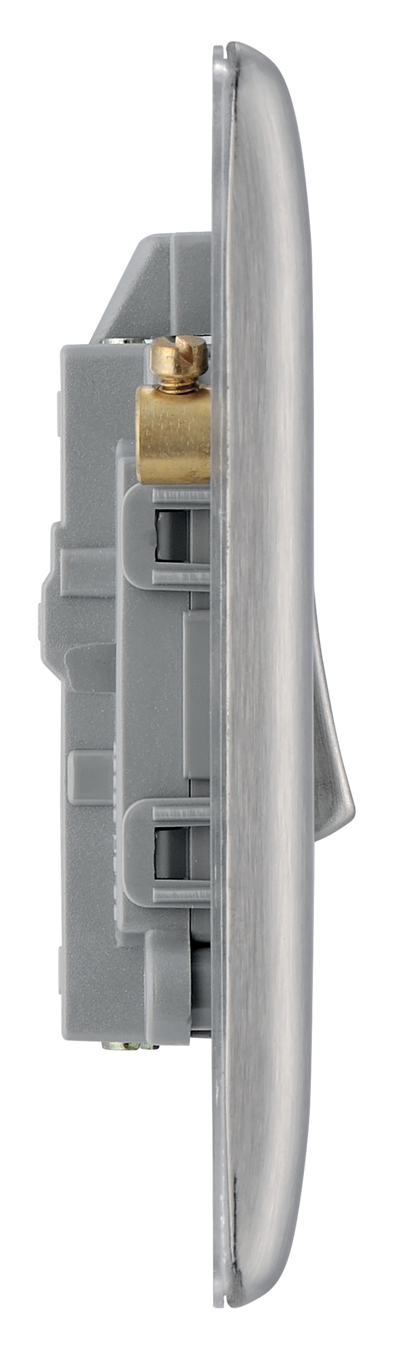 BG NBS31 Nexus Metal Brushed Steel 1 Gang 20A 2 Pole Neon Switch