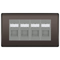 BG Nexus Black Nickel 4 Gang RJ45 Cat6 Data Socket Outlet Grey Inserts