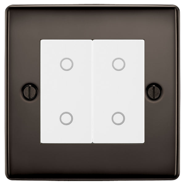 BG Nexus Black Nickel Double Master Touch Dimmer Switch White Inserts