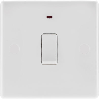 BG 831 Moulded Round Edge | White | 1 Gang 20A 2 Pole Neon Switch by British General (BG-831)