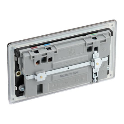 BG Screwless Black Nickel 13A Double USB 22W A+C Ports FBN22UAC22B by British General
