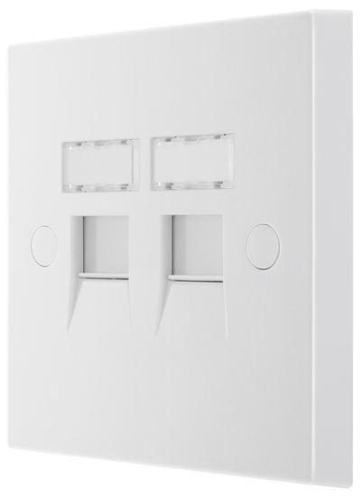 BG 9RJ45/2 Moulded Square Edge | White | 2 Gang RJ45 Screw Terminal Telephone Socket