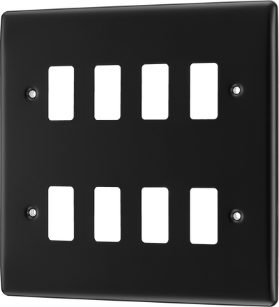 BG RNFB8 Nexus Metal Matt Black 8 Module Grid Front Plate by British General (BG-RNFB8)