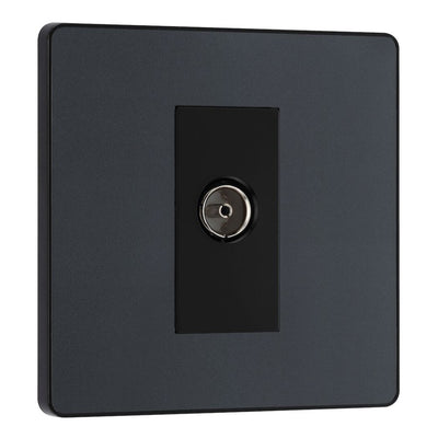 BG Evolve Matt Grey Co-Axial Socket Outlet PCDMG60B with 35mm Steel Back Box