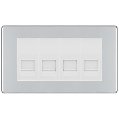 BG Screwless Polished Chrome 4 Gang IDC Secondary Telephone Socket - White Insert by British General (BG-FPCBTS4W)