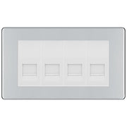 BG Screwless Polished Chrome 4 Gang IDC Secondary Telephone Socket - White Insert by British General (BG-FPCBTS4W)