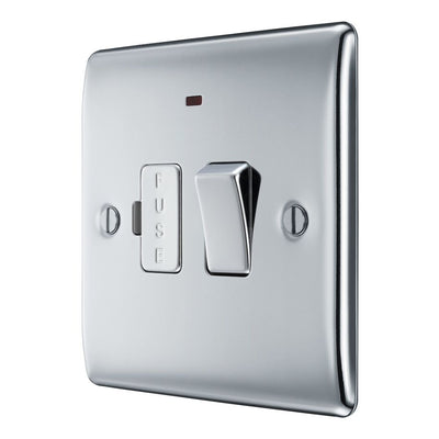 BG Nexus Polished Chrome 13A Neon Switched Fused Connection Unit NPC52 with 35mm Steel Back Box