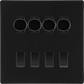 BG Screwless Matt Black 8 Gang Switch 4x Trailing Edge LED Dimmer, 2x Intermediate, 2x 2-Way Switch