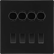 BG Screwless Matt Black 8 Gang Switch 4x Trailing Edge LED Dimmer, 2x Intermediate, 2x 2-Way Switch by British General (BG-SCRL-FB-8G-4x-Dimmer-2x-INT-2x-2Way)