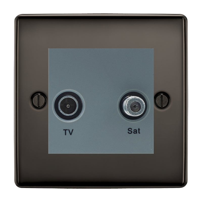 BG Nexus Metal Black Nickel TV & Satellite Socket NBNTVSATG