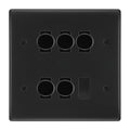 BG Matt Black 5 Gang 2 Way Trailing Edge Dimmer LED Compatible Custom Grid Switch