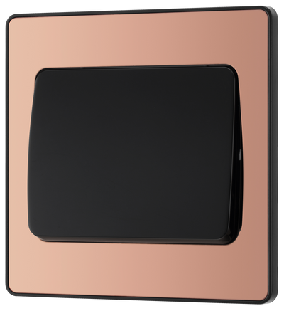 PCDCP12WB Front - This Evolve Polished Copper 20A 16AX single light switch from British General will operate one light in a room.