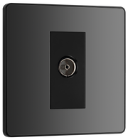 BG PCDBC60B Black Chrome Evolve Co-Axial Socket Outlet - Black Insert by British General (BG-PCDBC60B)