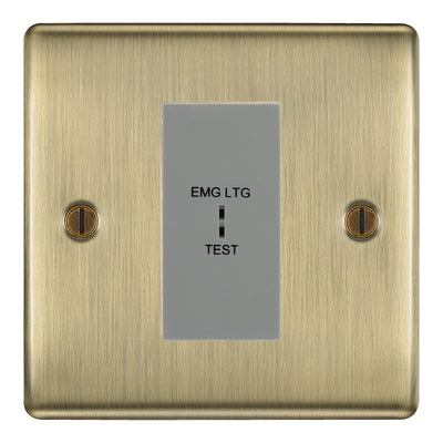 BG Nexus Metal Antique Brass 20AX 2 Way Emergency Lighting Test Key Switch - Key Included - Grey Insert